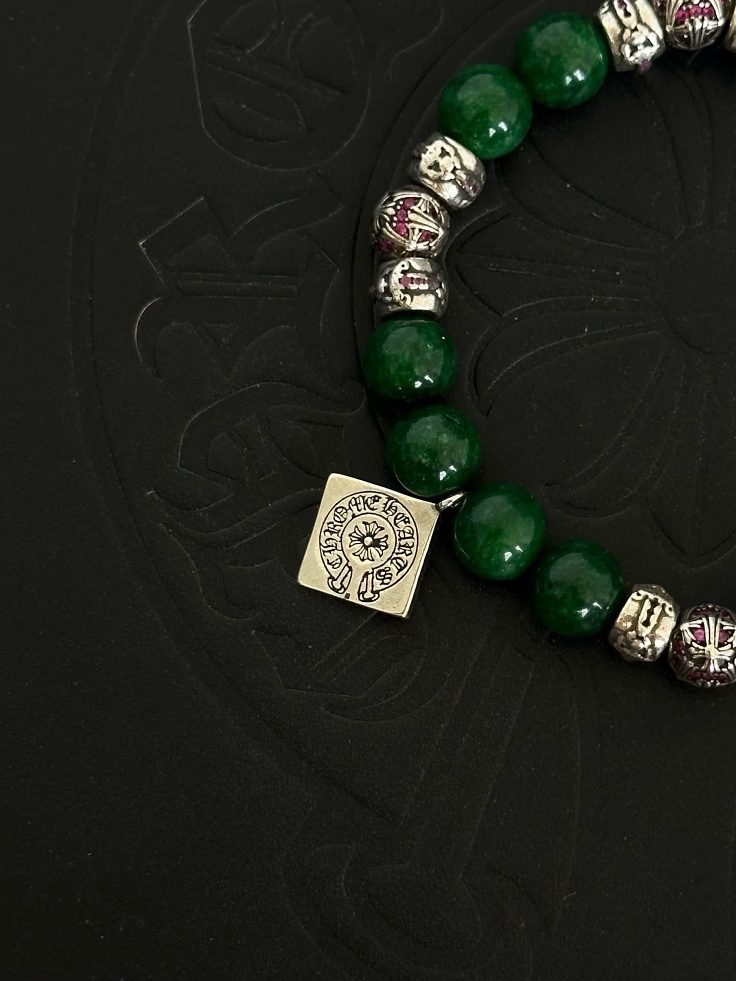 Chrome Hearts Beaded Bracelet with Silver Charms